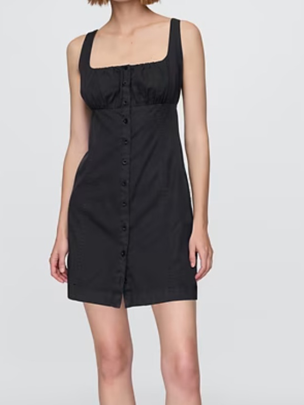Shirred Button-Front Dress